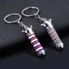 Barber Shop Hairdresser Tools Keychain 3D Pole Light Razor Hairclippers Hair Dryer Combs Scissors Pendant Key Chains Jewelry1243n