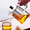 350ml High temperature Resistance Glass Tea Set Heat resistant Glass Stainless Steel Filtering Teapot Square Flower Teapot with fast ship