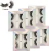 Luxury laser packaging 2 Pairs mink false eyelashes thick natural long handmade fake lashes reusable eye makeup accessory 6 models DHL Free