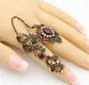 Promotion Turkish Double Finger Rings For Women Flower Ethnic Jewelry Multicolor Resin Vintage Pretty Exquisite Mid Ring Anillos