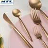 KUBAC 30 STKS ROSE GOLD Roestvrijstalen serviesvorkmes Scoops Dessert Forks Set Set Set Servies voor Party C18112701