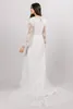 2020 Vintage Small A-Line Lace Modest Bröllopsklänningar med långa ärmar Sequined Lace Appliques Tulle Full Sleeves Modest Bridal Gown