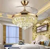 36 inches / 42 inches moderne luxe led onzichtbare kristallen plafond ventilator lamp met afstandsbediening woonkamer slaapkamer opvouwbare ventilator lamp llfa