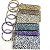 Leopard Koppling Väska KeyRings Keychains Charm Hållare Armband Armband Bangle Bil Nyckel Ring Ringar för Kvinnor Tjejer Lady Fashion Wrist Phone Bag