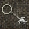 30st / Lot Key Ring Keychain Smycken Silverpläterad Sköldpadda Turtle Charms Pendant för nyckeltillbehör 23x26mm