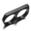 Titanium Aço inoxidável Modelos de bronze modelos de charme de sinalizadores de jóias masculino Macicador masculino Dois dedos Black Color Rings Gift2138745