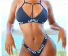 2024 New Fashion Designer Wholesale Womens Swimwear Sexy Sexy Women OMG Letters Brazilian Bandage Push Up Swimsuit Solid Beachwear Bathing Suit Thong Biquini Bikin