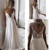 Elegant Arabic A Line Wedding Dresses Deep V Neck Sleeveless Lace Appliques Crystal Chiffon Court Train Middle East Plus Size Bridal Gowns