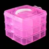 EcoFriendly Makeup Nail Art Empty Storage Box Three Removable Grid Rhinestone Jewelry Accessories Organizer Container Case7019011