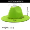 2020 Fashion Outer Lime Green Inner Rosy Patchwork Womens Wide Brim Felt Hats Lady Panama Vintage Unisex Fedora Hat Jazz Cap L XL250e