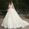 Vintage-Türkei-Ballkleid-Hochzeitskleid, schulterfrei, Prinzessin Libanon, Illusion, Juwel-Ausschnitt, Spitze-Applikationen, arabisches Brautkleid, Vestidos De Soiree