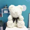 Leksaker med presentförpackning 24 cm Artificial Bear of Roses Teddi Bear Rose Flower Gifts For Women Valentines Gifts Drop1589125