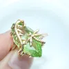 Nieuwe aankomst Creative Dragonfly Green Ring For Women Sieraden Olijfgroene stenen ringen kubieke zirkoonringen9182334