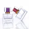 5 färger bärbara glas parfym spray flaskor 30 ml tomma kosmetiska behållare med förstärkare för resenär påfyllningsbar parfymflaska