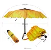 wholesale 10pcs Fashion Sunflower Pattern Three Folding Umbrella Women Men Sun/Rain Large Beach Umbrellas Parasol