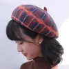 Fashion-Lady Beret Hats High Quality Classical Women's Plaid Color Wool Trooter Caps Newsboy Hat Wholesale 0016HT