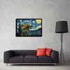 Vincent Van Gogh Notte stellata Robot Battaglia Stampa artistica su tela Decorazione murale Poster per pittura a olio per soggiorno Decorazioni per la casa
