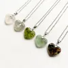 Toermalijn Maansteen Chips Kralen Liefde Hanger Orgonite Energie Ketting Hars Sieraden Healing Crystal Faceted Heart Necklace 1pc