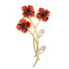 Beautiful 2 Inch Red Enamel Poppy Flower Brooch with Rhinestone Crystals UK Remembrance Gifts 2 Colors Available