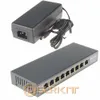 Freeshipping dslrkit 9 ​​portar 8 Poe Injector Power Over Ethernet Switch 48V 120W