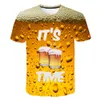 Sommar 2019 Herrkläder O-Neck Clock Jacket Beer Short-Sleeved 3D T Shirt Digital Utskrift T-shirt Homme Stor storlek 5XL