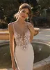 Custom Made Mermaid Backless Wedding Dresses Plunging Neck Beaded Beach Lace Bridal Gowns Bohemian Plus Size Vestido De Novia