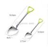 Dining 100pcs Home Garden Stainless Steel Spoon Shovel Shape Design Coffee Ice Cream Soup Honey Spoon Long Handle Tea Spoons KD1