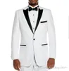 New Arrivals White Groom Tuxedos Peak Lapel Man Prom Party Dress Blazer Mens Wedding Garnitury (kurtka + spodnie + krawat) D: 325