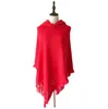 Gland Poncho Solide Frangé À Capuche Châle Vintage Hiver Cape Écharpe De Mode Wraps Cardigan Manteau Manteau Pull Filles Tricot Foulards C6863