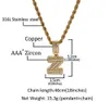 A-Z Baguette Lettere Collane Ciondolo Nome personalizzato Charm Oro Argento Oro rosa Fashiom Hip Hop Iniziali Gioielli Whosales con corda 3mm cha