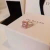 Mode 2020 S925 Silverpläterad 18K Guldpläterad rosa diamant halvcirkel Diamond Ring Female Diamond Ring Fashion Silver Ring4887785