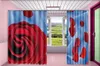 3d Perde Pencere Promosyon Mavi İpek Red Rose Oda Salon Yatak odası Güzel Pratik Blackout Perdeler