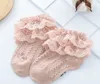 Baby Cotton Socks Girls Lace Gace broderi Dubbel falbala korta strumpor barn spetsar ihåliga stickade ankler prinsessor strumpor barn s3040060