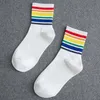 Calcetines calcetería mujer orgullo algodón arco iris divertido rayas coloridas moda Casual coreano Harajuku cálido calcetín elástico adolescente