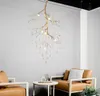 Art Designer LED Gold Branch Chandelier Handwork Gold Alu. Crystal Glass Water Drop Hanging Light Indoor Lighting Suspended Pendant Lamp