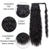 Hunman Hair Clip in Ponytail Extension Wrap Around pour les femmes Long Wavy Curly Hair Fluffy Pony Tail 18 Pouces - Noir Brun