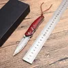 Damascus Small Pocket Folding Knife VG10-Damascus Steel Drop Point Blade Rosewood Handle EDC Gear Gift Knives