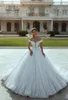 Seksowne nowe Dubaj Suknie ślubne Linia Pełne koronkowe aplikacje koralikowe Tiul Court Train Arabs Formalne suknie ślubne 403