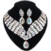Indian Jewellery Sets AB Color Crystal Bridal Jewelry Sets Rhinestone Party Wedding Costume Necklace Earrings Sets for Brides2603029