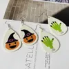 Groothandel PU kunstleer dubbelzijdig afdrukken dangle oorbellen Halloween exclusief cadeau voor vrouwen