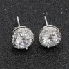 Boucles d'oreilles Hip Hop pour hommes, bijoux à la mode, noir, argent, diamant simulé, rond, pour Men6817709