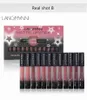 Langmanni 12 sztuk / Set Matte Szminka Wodoodporna Batom Długotrwały Gloss Lip Gloss Velvet Mate Ciecz Szminka Sexy Czerwony Lips Tint Makeup