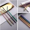 Stainless Steel Pure Colors Straw Suit Portable Reusable Straws environmental protection Beverage coffee milk tea straw T9I00111