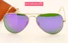 Gros-femmes hommes bleu vert violet orange flash miroir lunettes de soleil métal cadre doré marque designer pilote lunettes de soleil 58mm