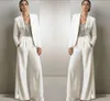 New Bling Sequins Ivory White Pants Suits Mother Of The Bride Dresses Formal Chiffon Tuxedos Women Party Wear Fashion Modest