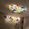 Tavan Işıkları Kapalı El Üflemeli Cam Sanat Tavan Aydınlatma Dekoratif Çiçek Avize Işık İtalyan Murano Plakalar Kolye Lambaları