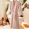 Men's Sleepwear Star El Cotton Waffle Bathrobe Knee Length Summer Kimono Men Bath Robe Plus Size Women Dressing Gown Bridesmaid Robes