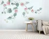 3d Wall Paper for Bedroom Romantic Nordic Minimalist Hand-painted Watercolor Plants and Flowers Pastoral Style Mural HD Wallpaper