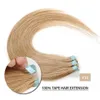 Ryska Ukrainska Dubbeldragen 100g 40 stycken Blond Virgin Remy Rak Skin Väftband In On Human Hair Extensions