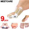 9pcs Big Thumb Toe Hallux Valgus Orthosis Correzione BUNION Splint Scaddulzione dei piedi correttore Passatore Paranda Allevia gli strumenti di cura del piede